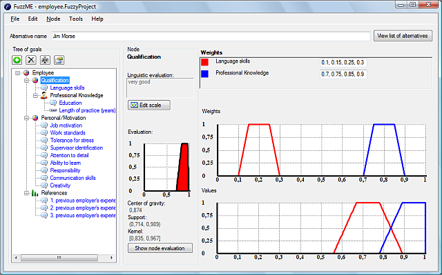 The main window of the software